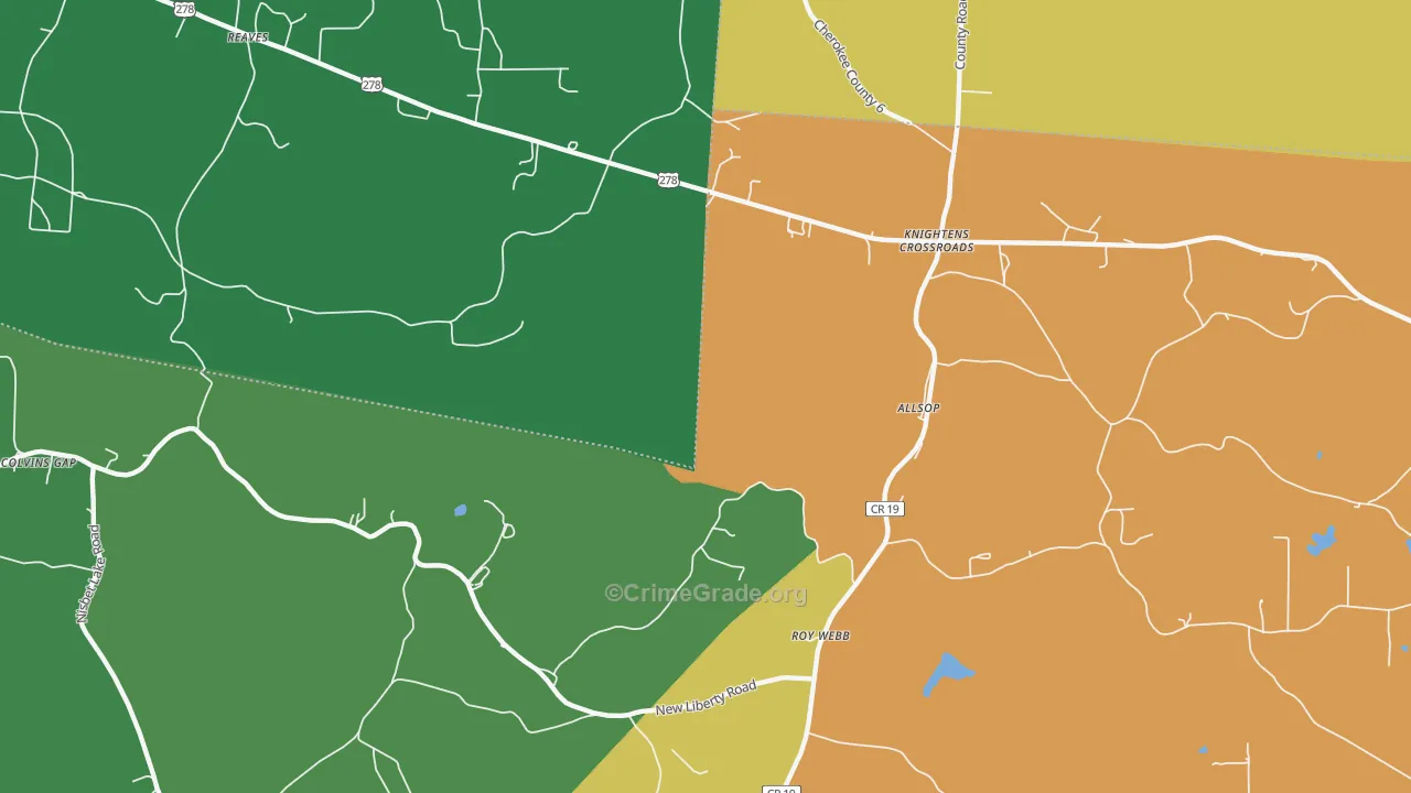 Knightens Crossroads, AL Map of Murder Rates