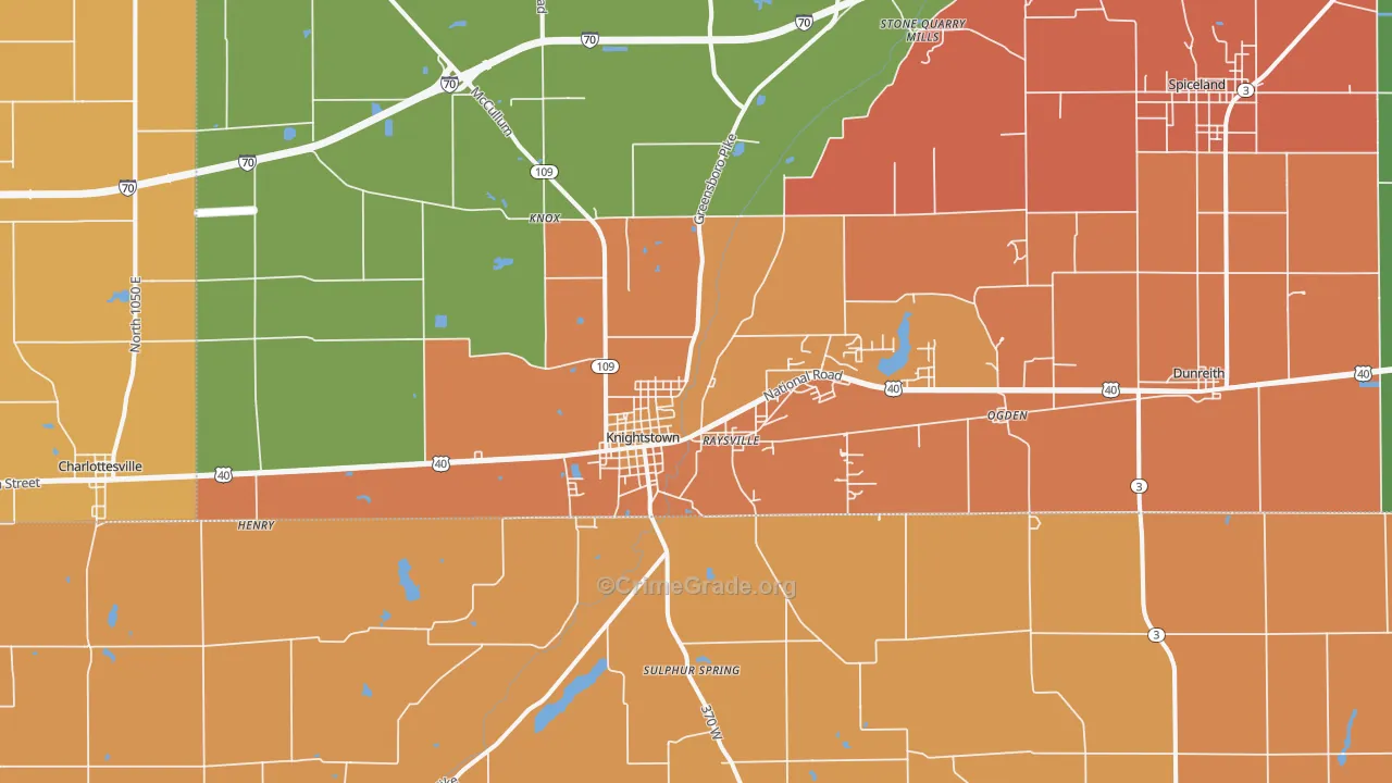 Knightstown, IN Map of Murder Rates