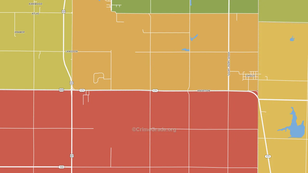 Kniveton, KS Map of Murder Rates