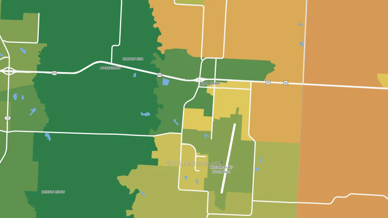 Knob Noster, MO Map of Murder Rates