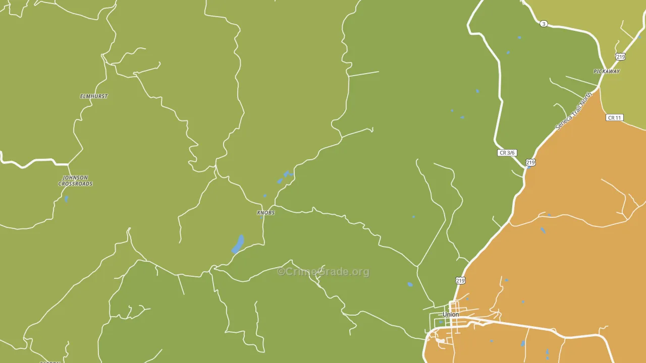 Knobs, WV Map of Murder Rates