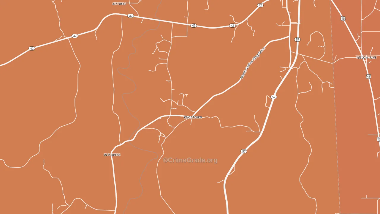 Knobtown, MS Map of Murder Rates