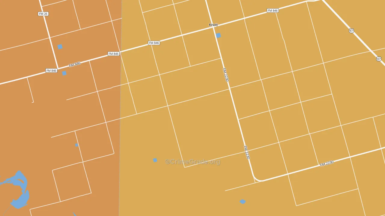Knott, TX Map of Murder Rates