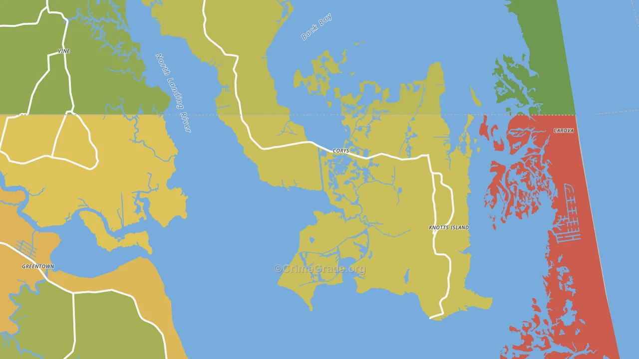 Knotts Island, NC Map of Murder Rates