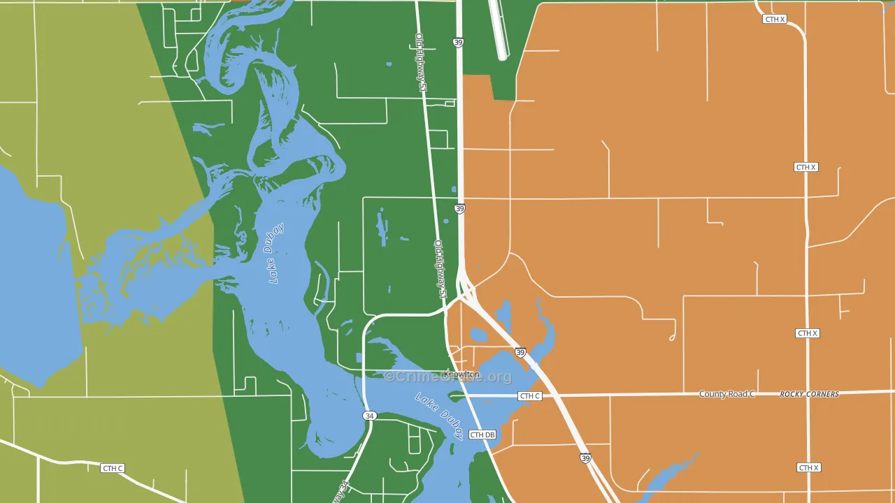 Knowlton, WI Map of Murder Rates