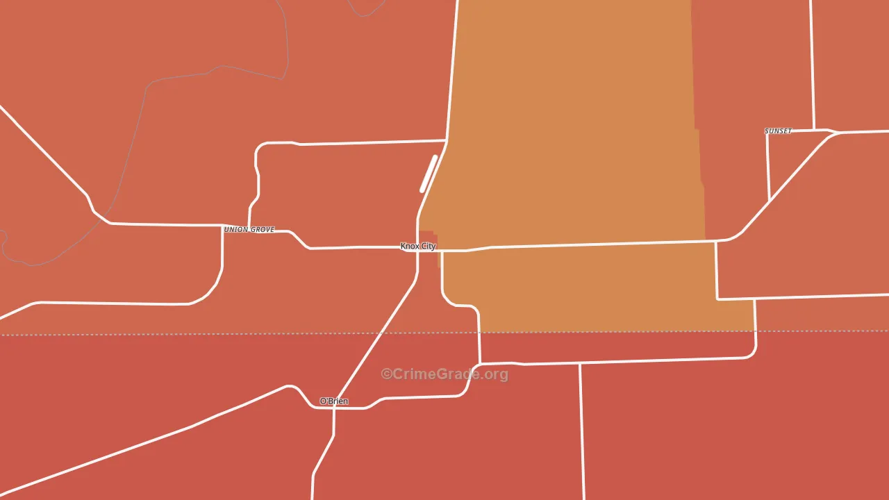 Knox City, TX Map of Murder Rates