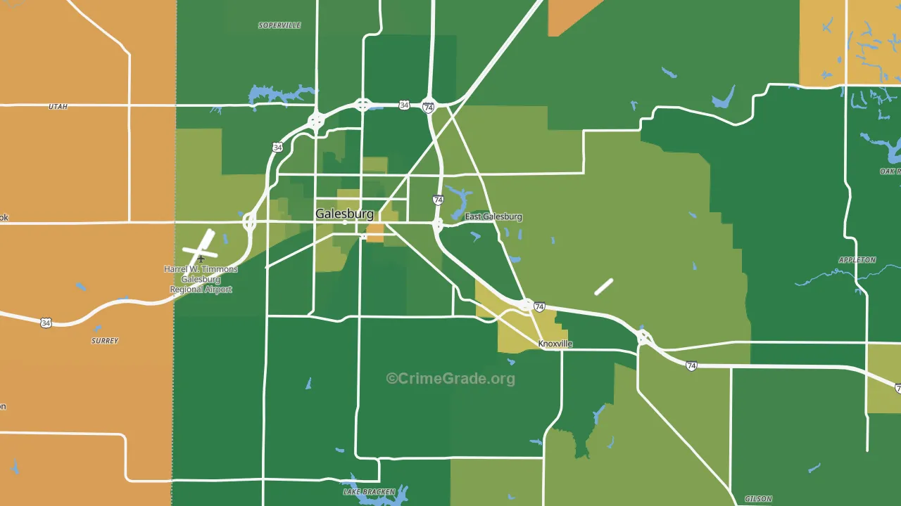 Knox County, IL Map of Murder Rates