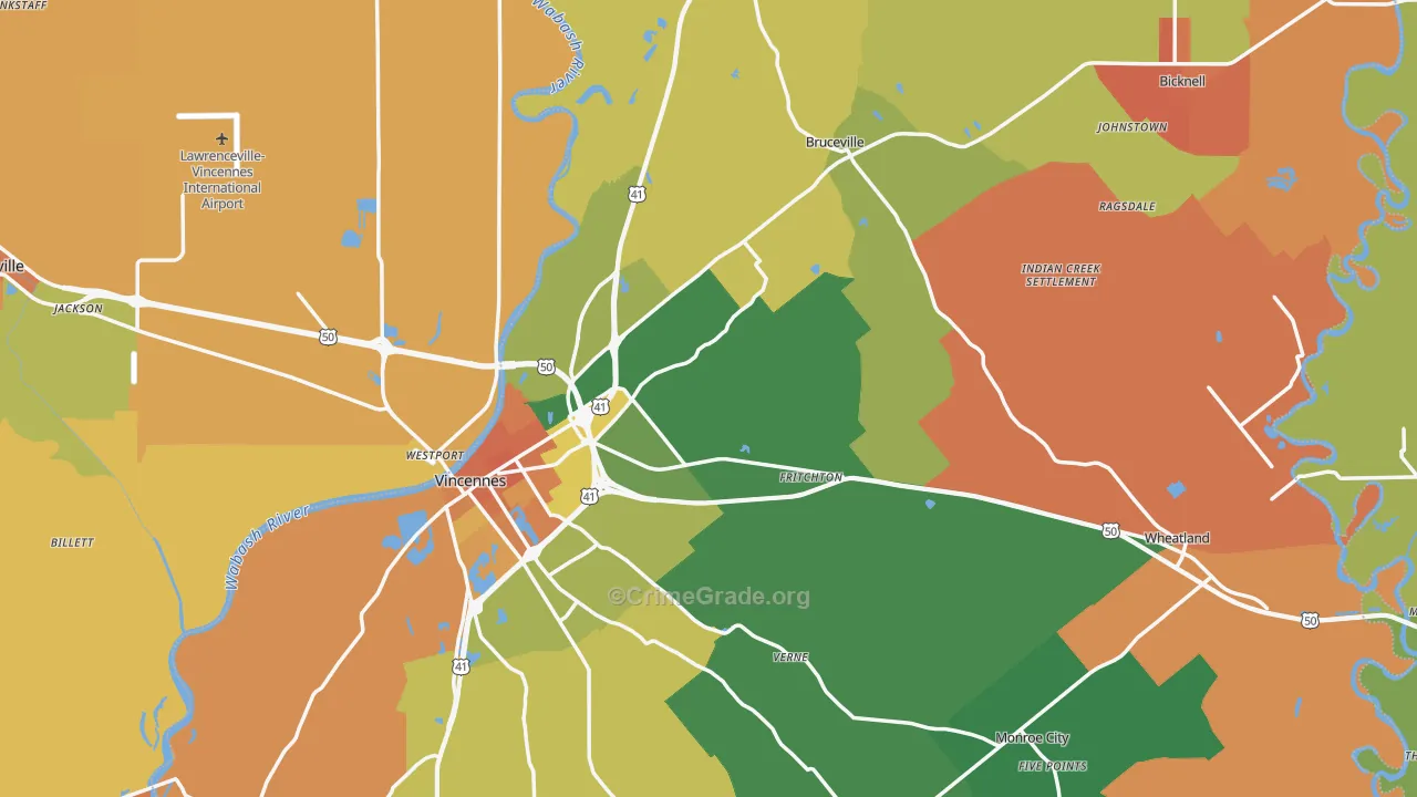Knox County, IN Map of Murder Rates