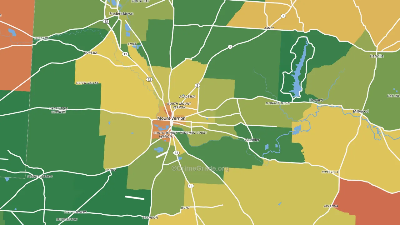 Knox County, OH Map of Murder Rates