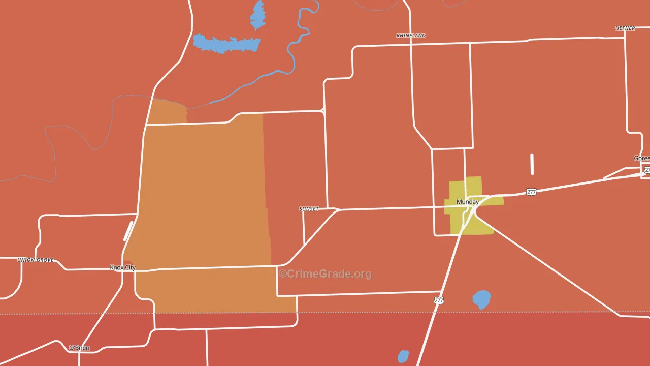 Knox County, TX Map of Murder Rates
