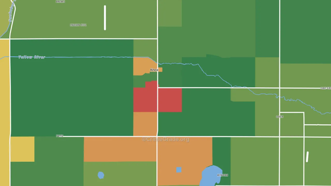 Knox, IN Map of Murder Rates