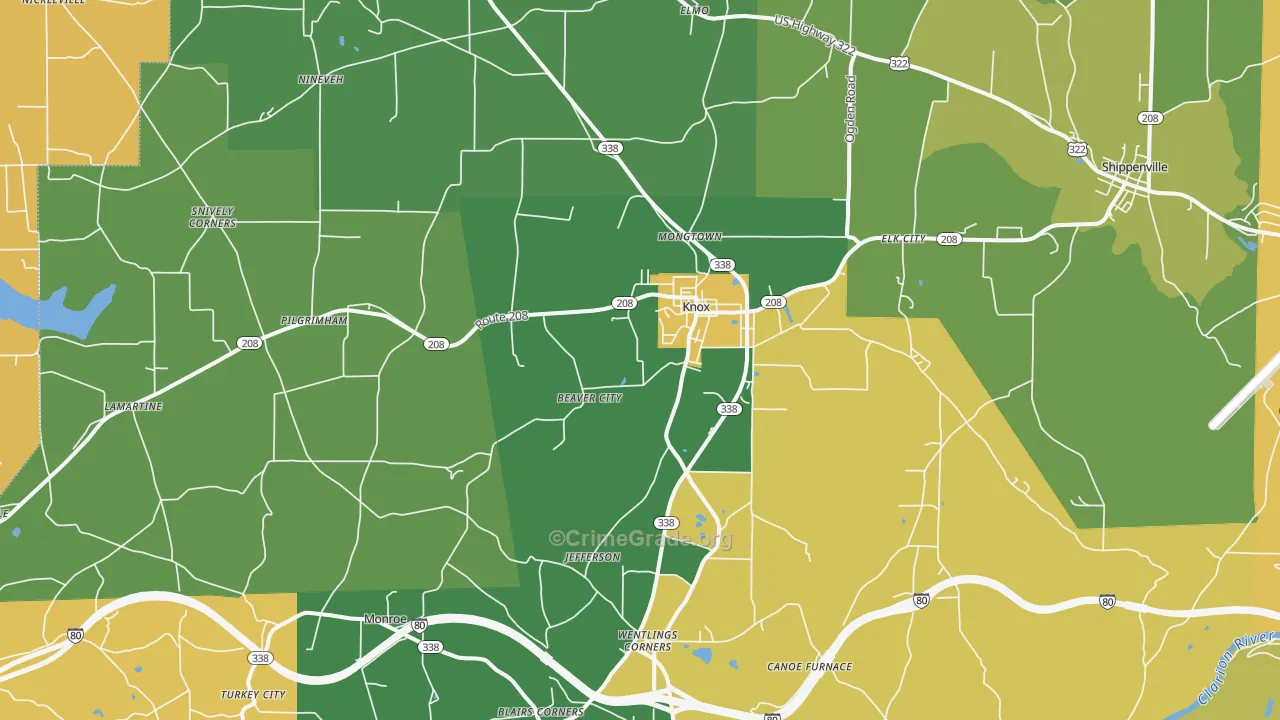 Knox, PA Map of Murder Rates