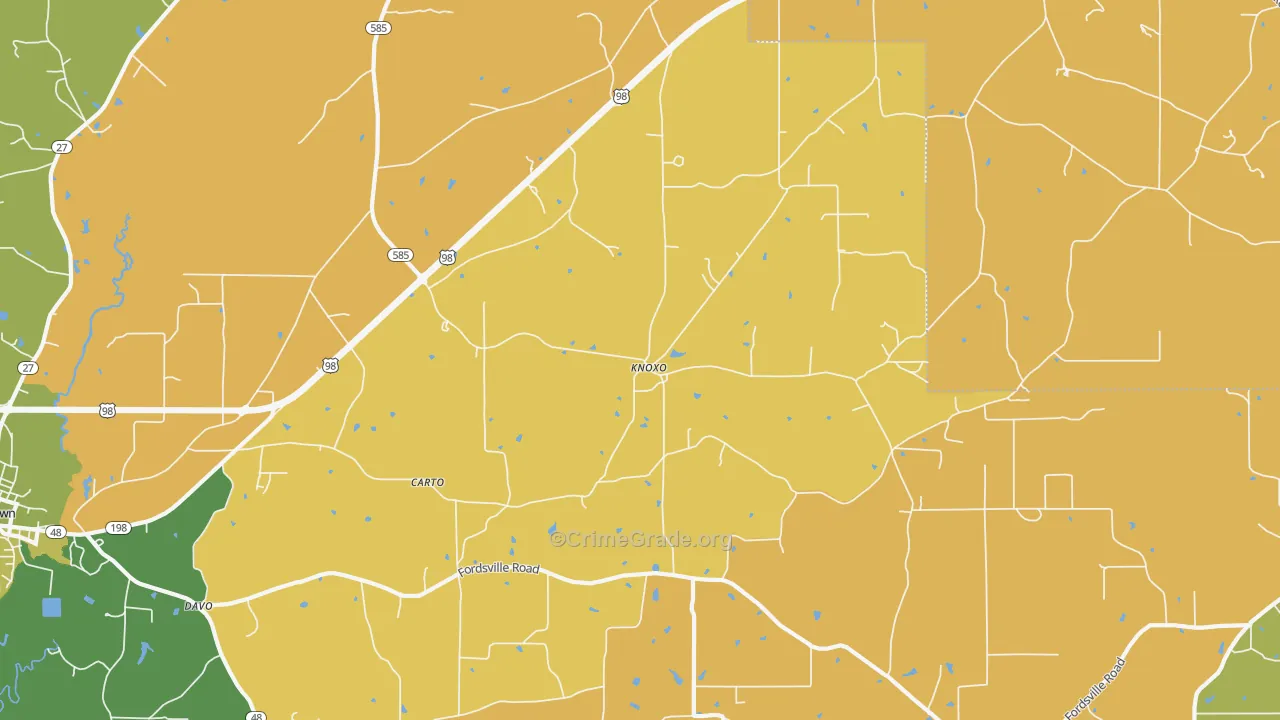 Knoxo, MS Map of Murder Rates