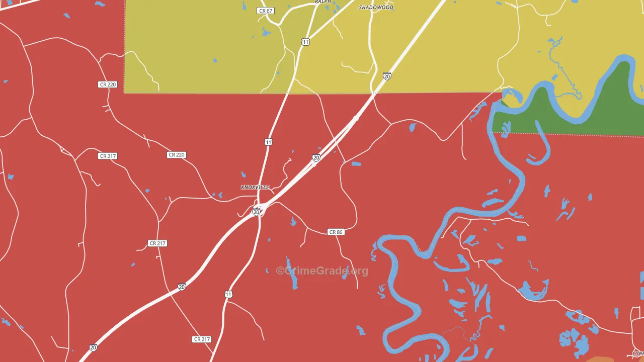 Knoxville, AL Map of Murder Rates
