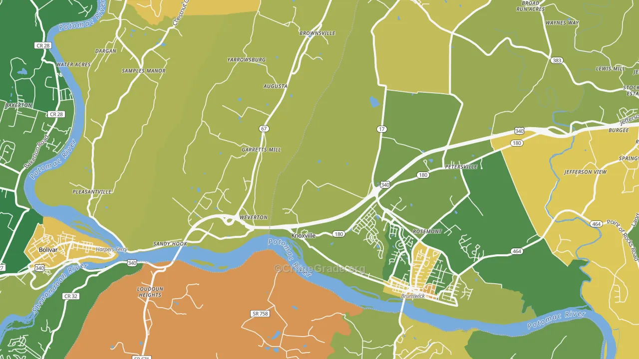 Knoxville, MD Map of Murder Rates
