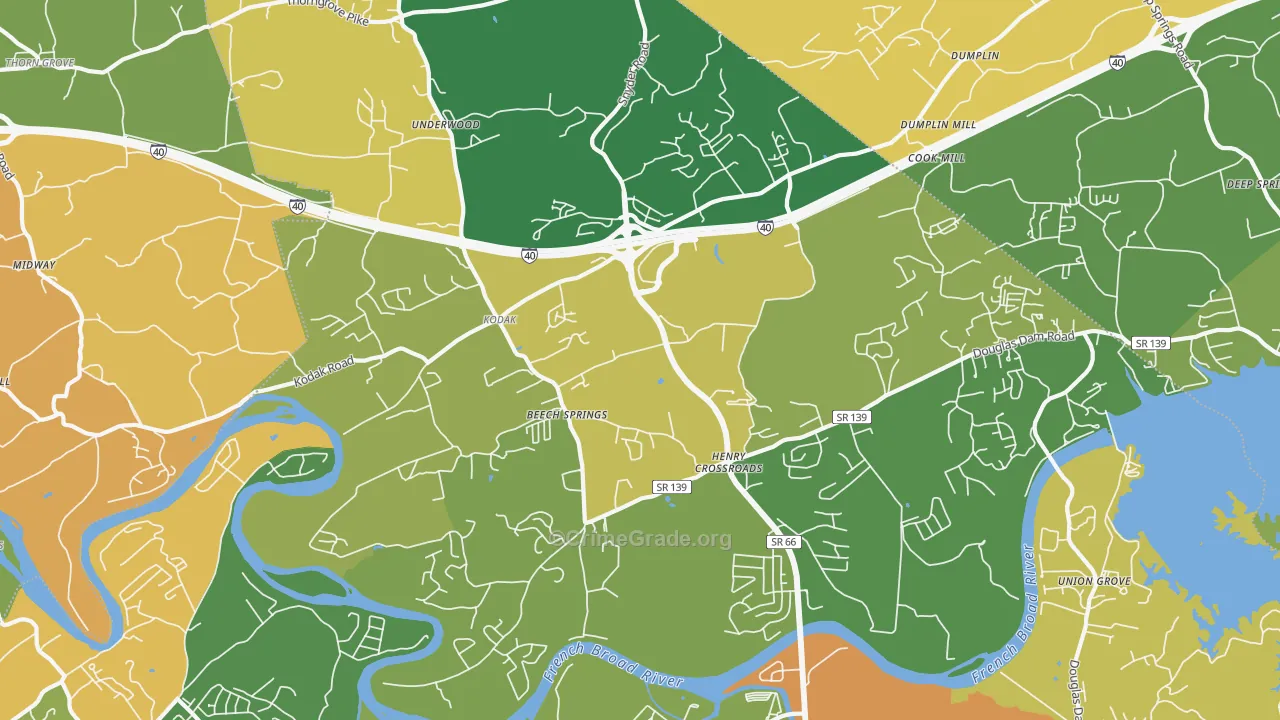 Kodak, TN Map of Murder Rates