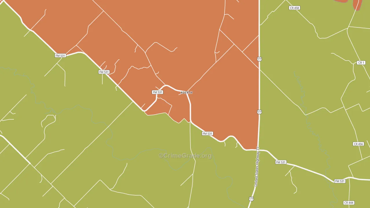 Koerth, TX Map of Murder Rates