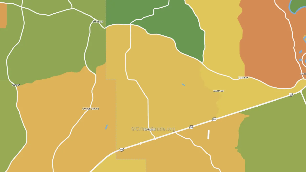 Kokomo, MS Map of Murder Rates