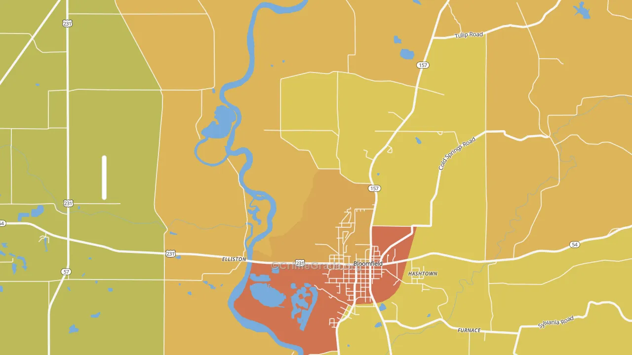 Koleen, IN Map of Murder Rates