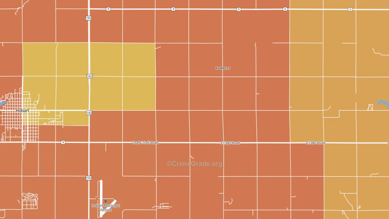 Komalty, OK Map of Murder Rates