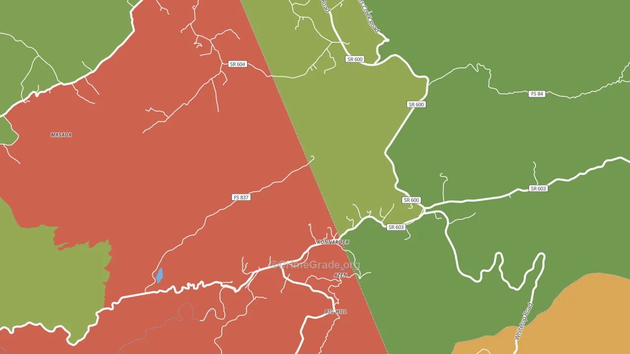 Konnarock, VA Map of Murder Rates