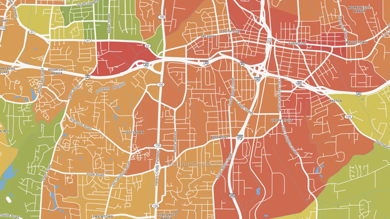 Konnoak, Winston-Salem, NC Map of Murder Rates