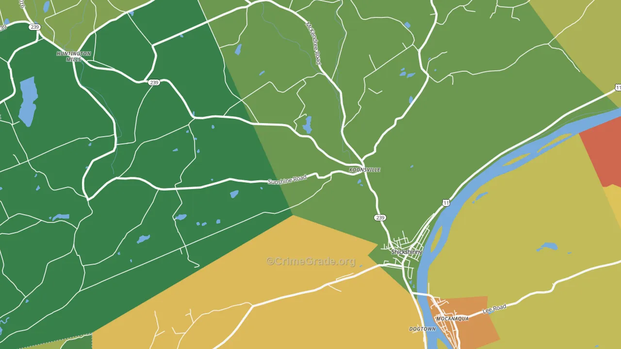 Koonsville, PA Map of Murder Rates