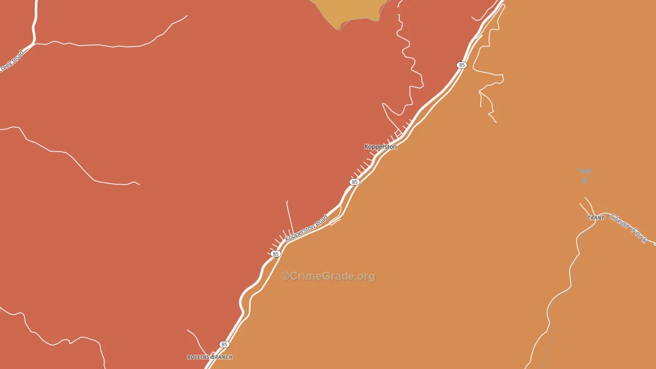 Kopperston, WV Map of Murder Rates