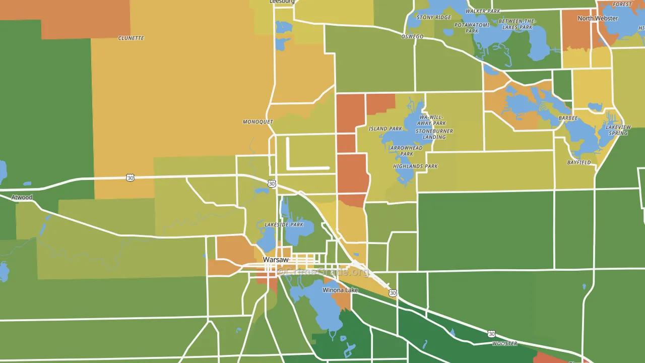 Kosciusko County, IN Map of Murder Rates