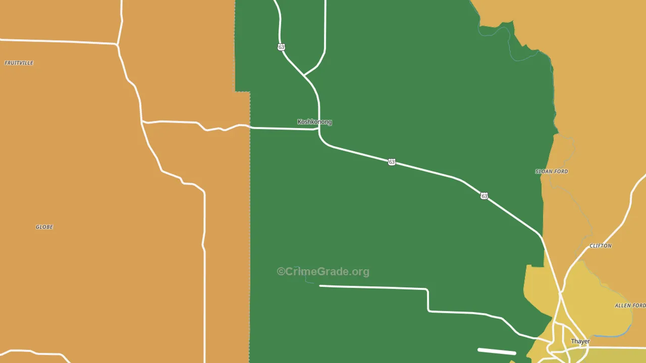 Koshkonong, MO Map of Murder Rates