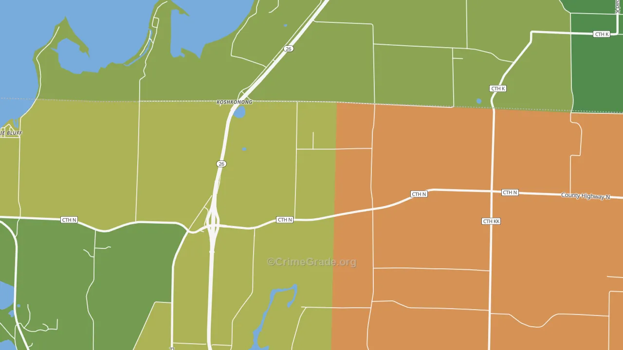 Koshkonong, WI Map of Murder Rates