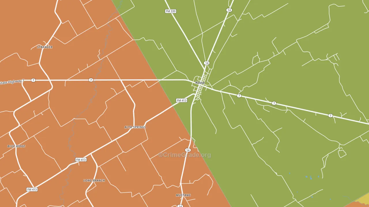 Kosse, TX Map of Murder Rates