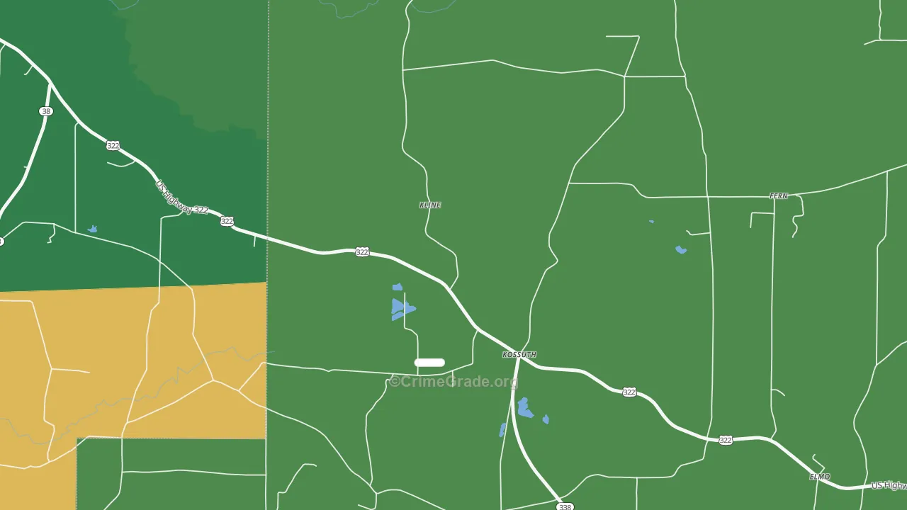 Kossuth, PA Map of Murder Rates