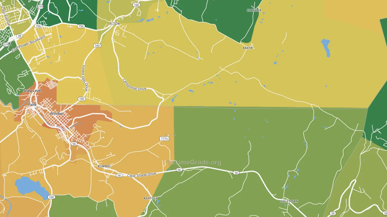 Krayn, PA Map of Murder Rates