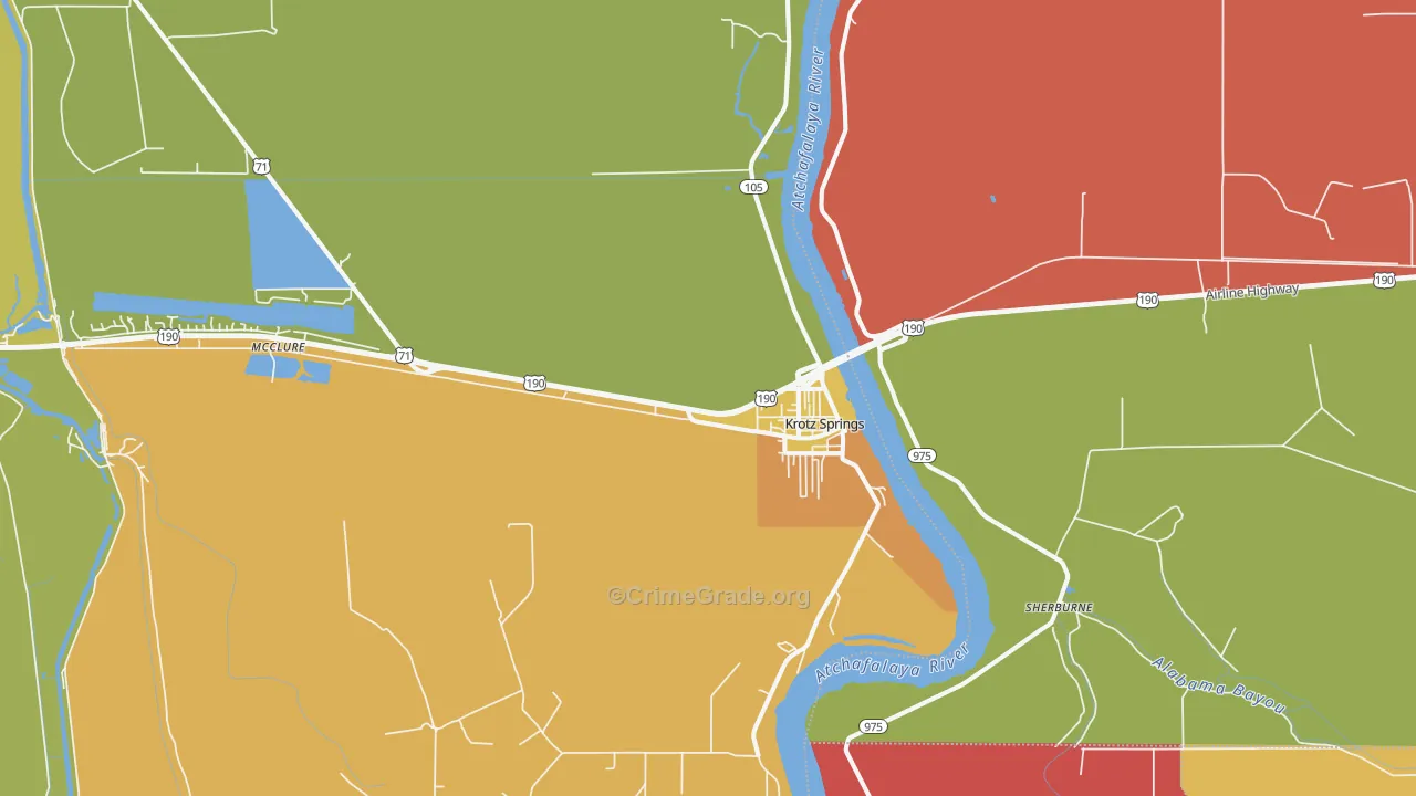 Krotz Springs, LA Map of Murder Rates