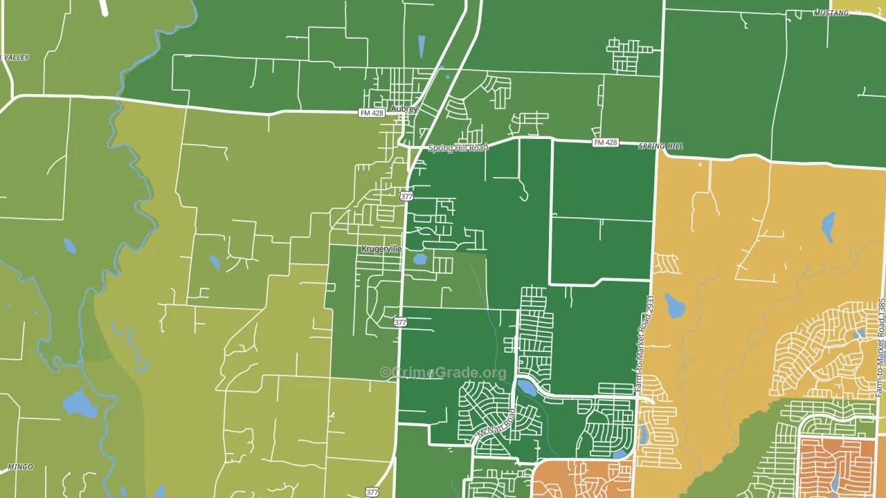 Krugerville, TX Map of Murder Rates