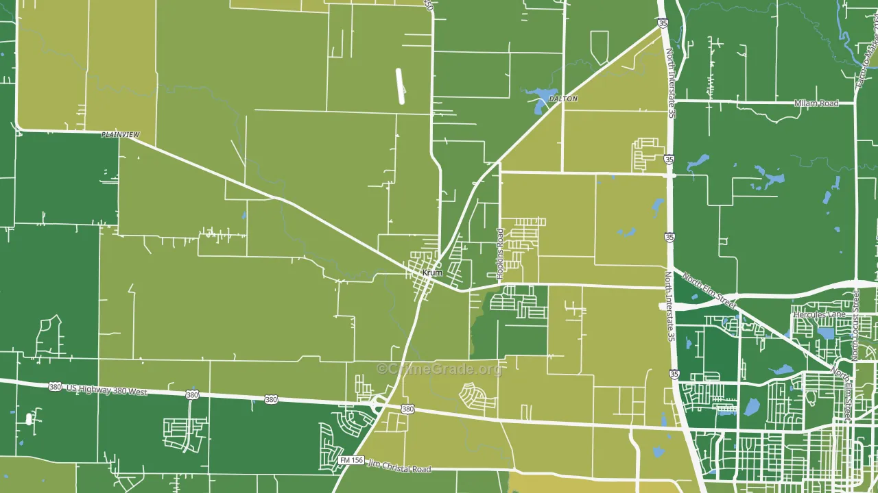 Krum, TX Map of Murder Rates