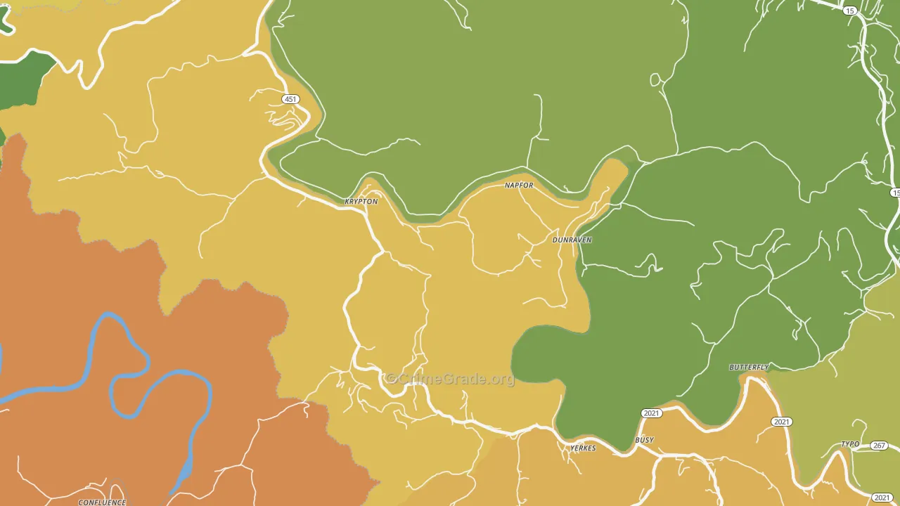 Krypton, KY Map of Murder Rates