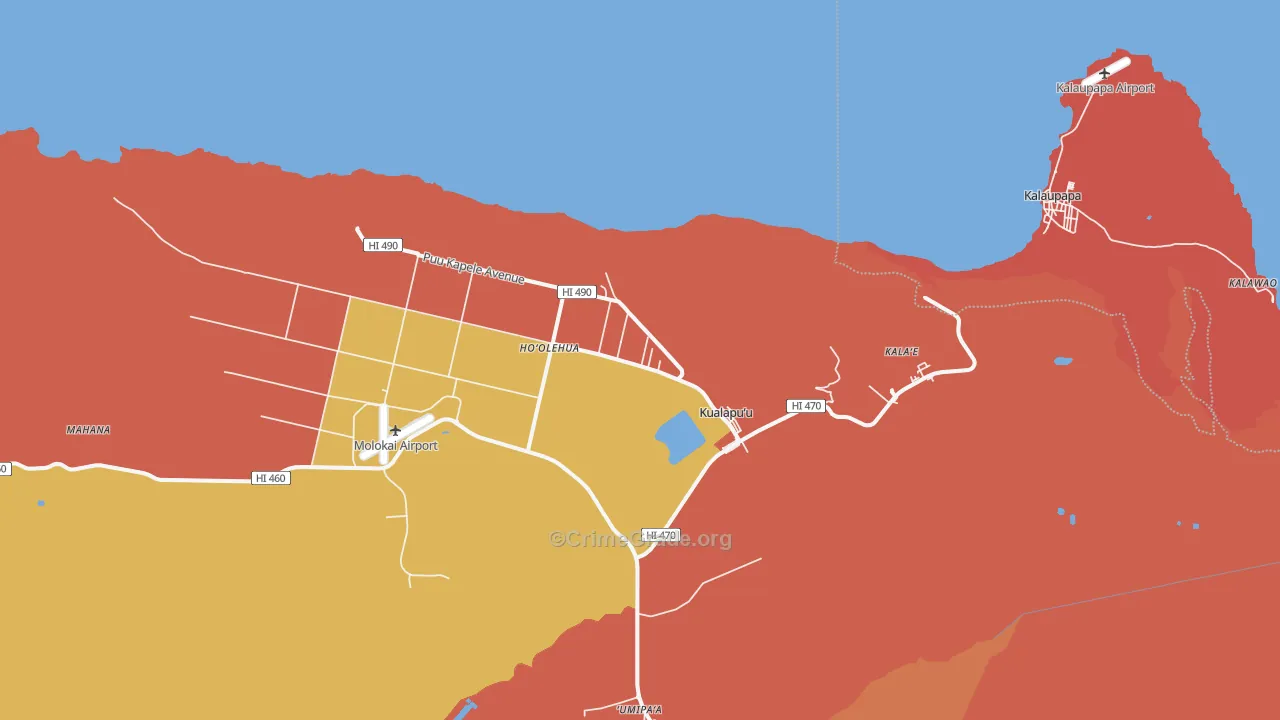 Kualapuu, HI Map of Murder Rates