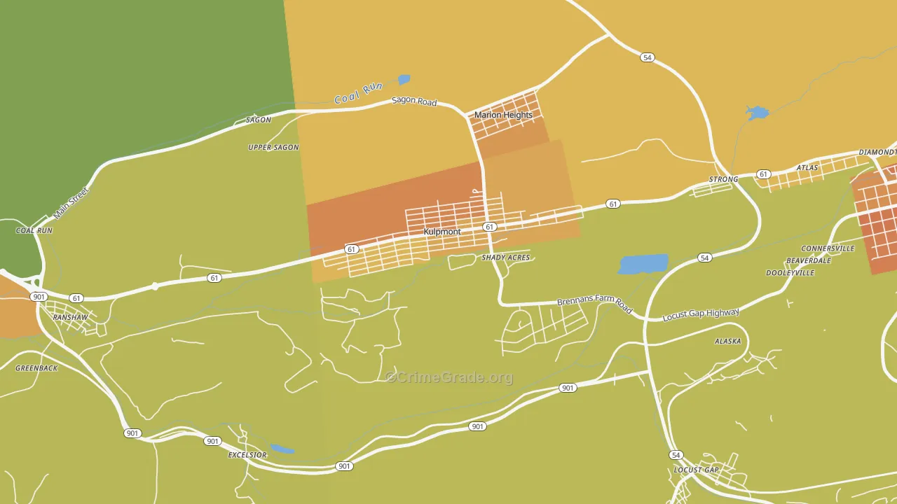 Kulpmont, PA Map of Murder Rates
