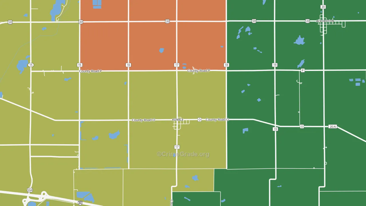 Kunkle, OH Map of Murder Rates