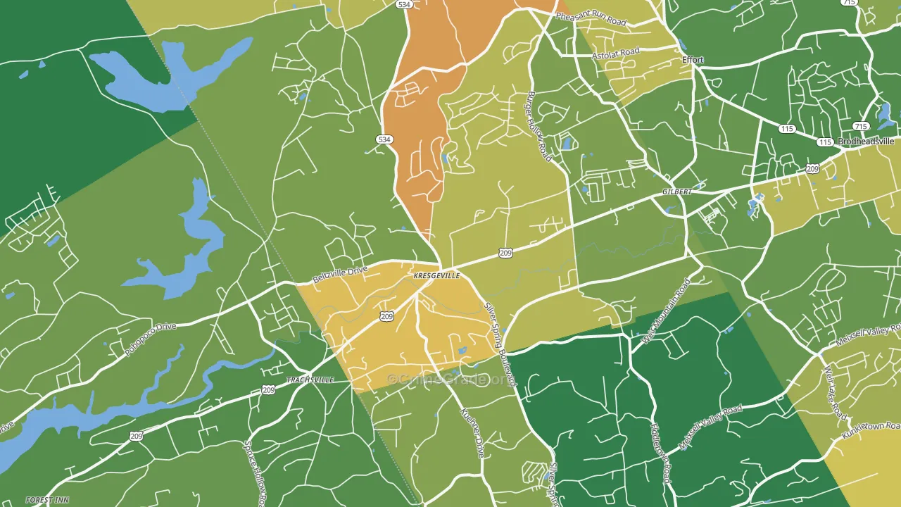 Kunkletown, PA Map of Murder Rates