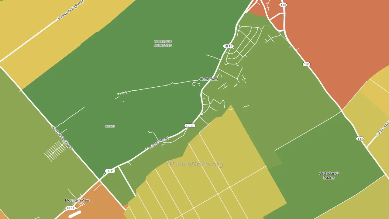 Kurtistown, HI Map of Murder Rates