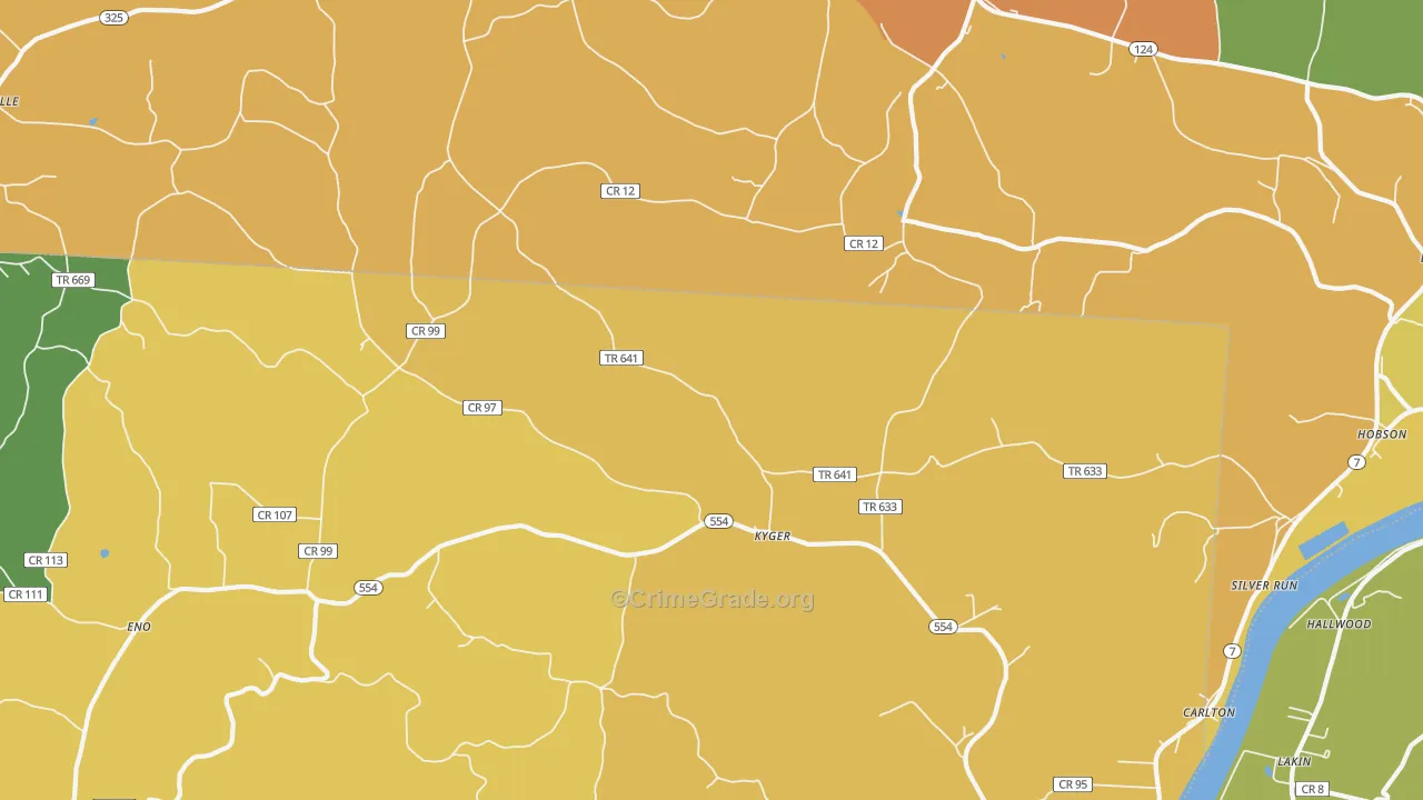 Kyger, OH Map of Murder Rates