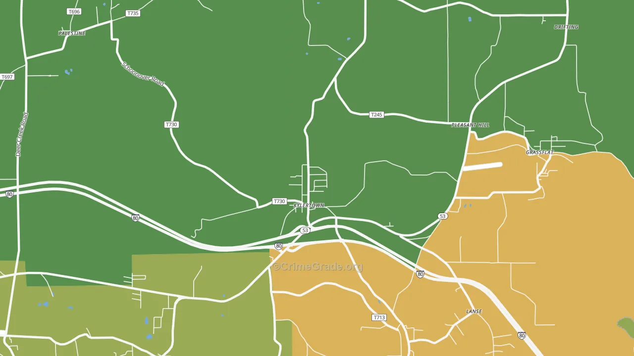 Kylertown, PA Map of Murder Rates