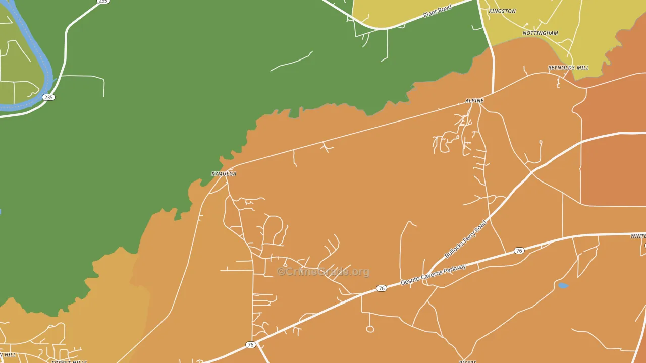 Kymulga, AL Map of Murder Rates