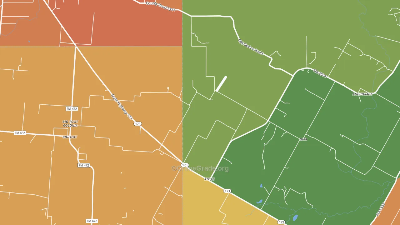 Kyote, TX Map of Murder Rates