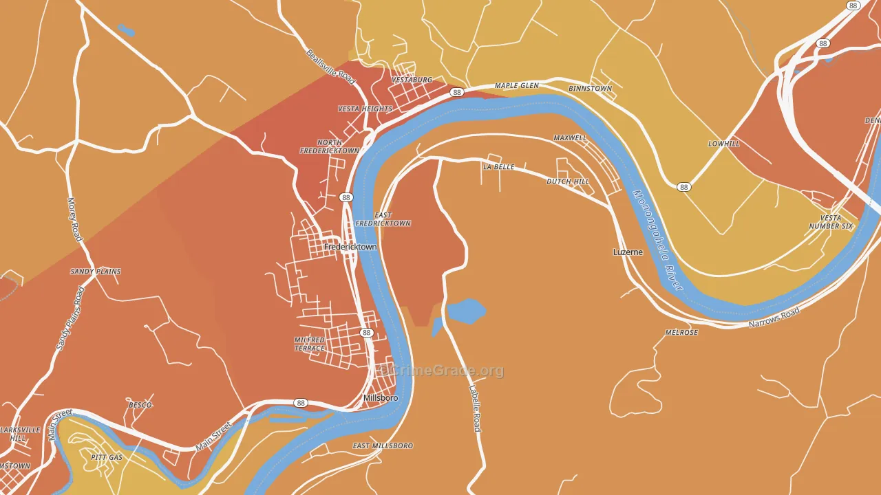 La Belle, PA Map of Murder Rates