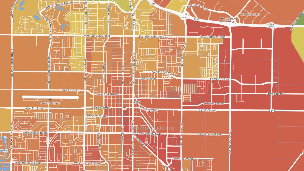 La Colonia, Oxnard, CA Map of Murder Rates