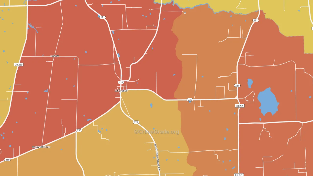 La Crosse, FL Map of Murder Rates